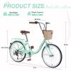 7 Speed City Bike With Basket , Steel Frame,Multiple Colors 22 Inch Girls Bicycle