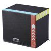 VEVOR 3 in 1 Plyometric Jump Box, 16/14/12 Inch Cotton Plyo Box, Platform & Jumping Agility Box