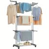 Multi functional multi-layer folding clothes drying rack for home use, indoor and outdoor clothes drying rack, with 4 lockable wheels, expandable