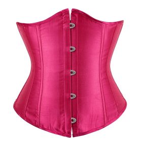SEXY Gothic Underbust Corset and Waist cincher Bustiers Top Workout Shape Body Belt Plus size Lingerie S-6XL (Color: Rose, size: L)