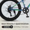 S24109 24 Inch Fat Tire Bike Adult/Youth Full Shimano 7 Speeds Mountain Bike, Dual Disc Brake, High-Carbon Steel Frame, Front Suspension