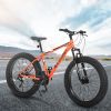 S26109 26 Inch Fat Tire Bike Adult/Youth Full Shimano 21 Speed Mountain Bike, Dual Disc Brake, High-Carbon Steel Frame, Front Suspension