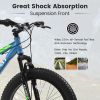 S24109 24 Inch Fat Tire Bike Adult/Youth Full Shimano 7 Speeds Mountain Bike, Dual Disc Brake, High-Carbon Steel Frame, Front Suspension
